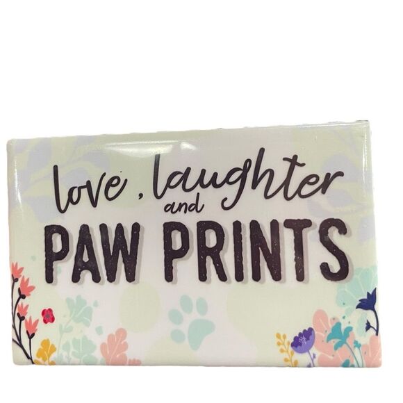 Dog Lover’s Magnet - “Love, Laughter, and Paw Prints” Floral Decor Office Home - Picture 3 of 4